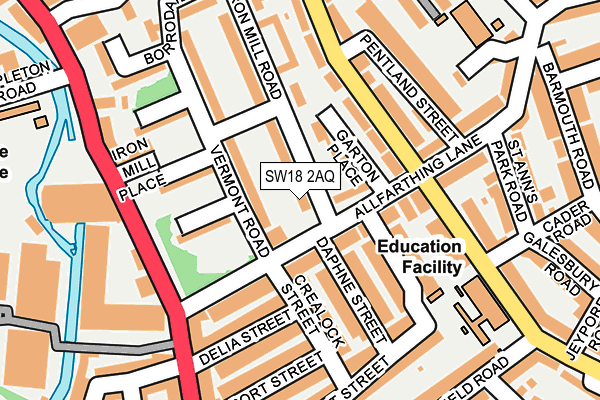 SW18 2AQ map - OS OpenMap – Local (Ordnance Survey) SW18 2AQ map - OS OpenMap – Local (Ordnance Survey)
