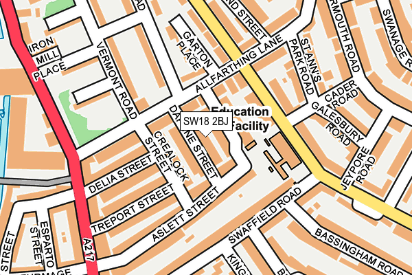 SW18 2BJ map - OS OpenMap – Local (Ordnance Survey) SW18 2BJ map - OS OpenMap – Local (Ordnance Survey)