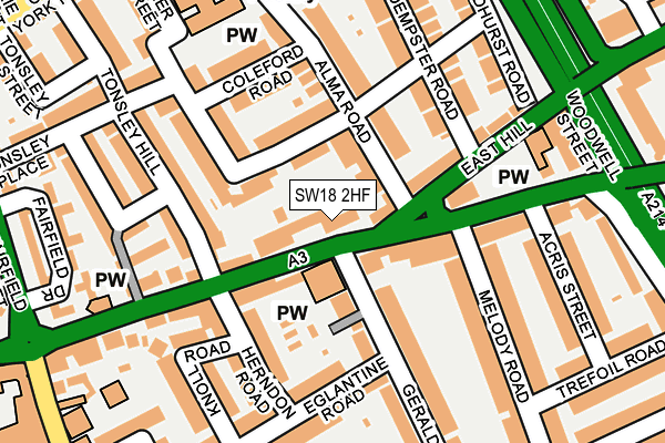 SW18 2HF map - OS OpenMap – Local (Ordnance Survey) SW18 2HF map - OS OpenMap – Local (Ordnance Survey)