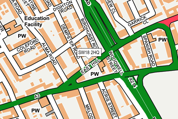 SW18 2HQ map - OS OpenMap – Local (Ordnance Survey) SW18 2HQ map - OS OpenMap – Local (Ordnance Survey)