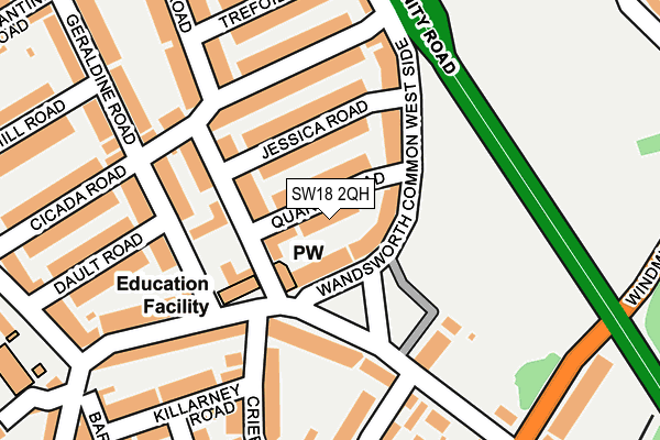 SW18 2QH map - OS OpenMap – Local (Ordnance Survey) SW18 2QH map - OS OpenMap – Local (Ordnance Survey)