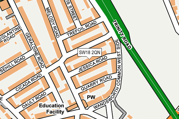 SW18 2QN map - OS OpenMap – Local (Ordnance Survey) SW18 2QN map - OS OpenMap – Local (Ordnance Survey)