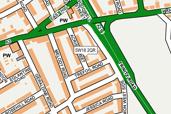 SW18 2QR map - OS OpenMap – Local (Ordnance Survey) SW18 2QR map - OS OpenMap – Local (Ordnance Survey)