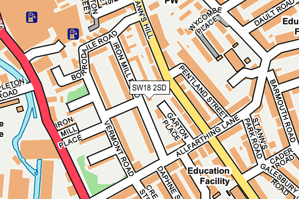 SW18 2SD map - OS OpenMap – Local (Ordnance Survey) SW18 2SD map - OS OpenMap – Local (Ordnance Survey)