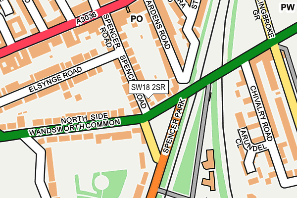 SW18 2SR map - OS OpenMap – Local (Ordnance Survey) SW18 2SR map - OS OpenMap – Local (Ordnance Survey)