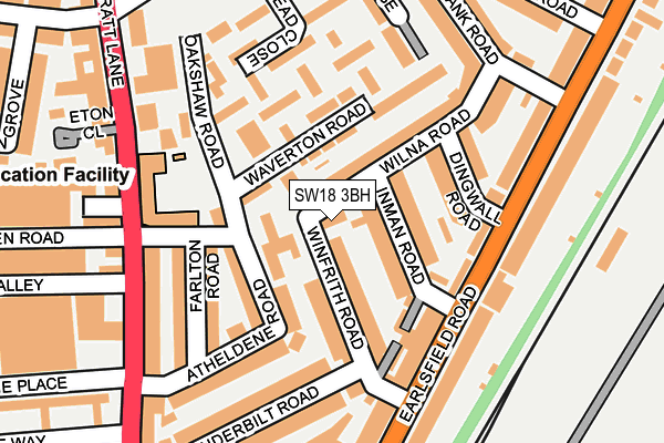 SW18 3BH map - OS OpenMap – Local (Ordnance Survey) SW18 3BH map - OS OpenMap – Local (Ordnance Survey)
