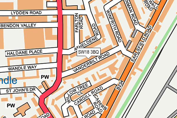 SW18 3BQ map - OS OpenMap – Local (Ordnance Survey)