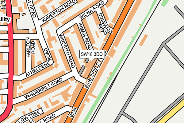 SW18 3DQ map - OS OpenMap – Local (Ordnance Survey) SW18 3DQ map - OS OpenMap – Local (Ordnance Survey)