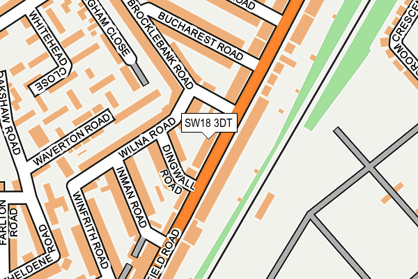 SW18 3DT map - OS OpenMap – Local (Ordnance Survey) SW18 3DT map - OS OpenMap – Local (Ordnance Survey)