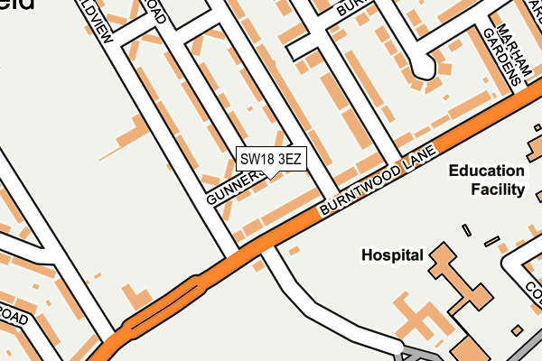 SW18 3EZ map - OS OpenMap – Local (Ordnance Survey)
