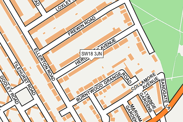 SW18 3JN map - OS OpenMap – Local (Ordnance Survey) SW18 3JN map - OS OpenMap – Local (Ordnance Survey)