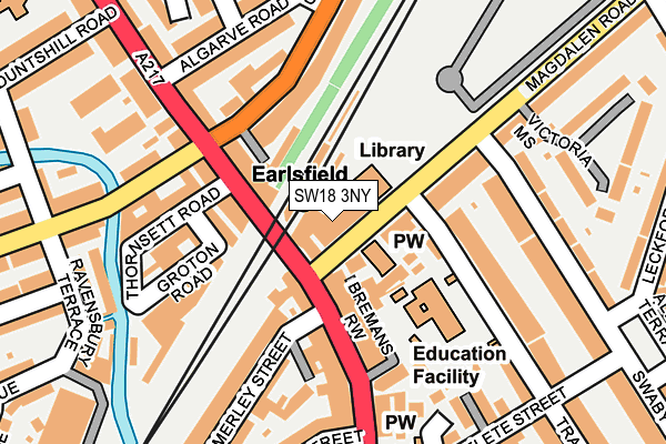 SW18 3NY map - OS OpenMap – Local (Ordnance Survey) SW18 3NY map - OS OpenMap – Local (Ordnance Survey)