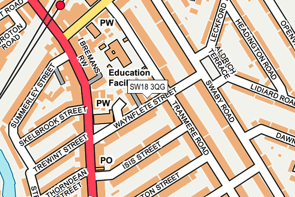 SW18 3QG map - OS OpenMap – Local (Ordnance Survey) SW18 3QG map - OS OpenMap – Local (Ordnance Survey)