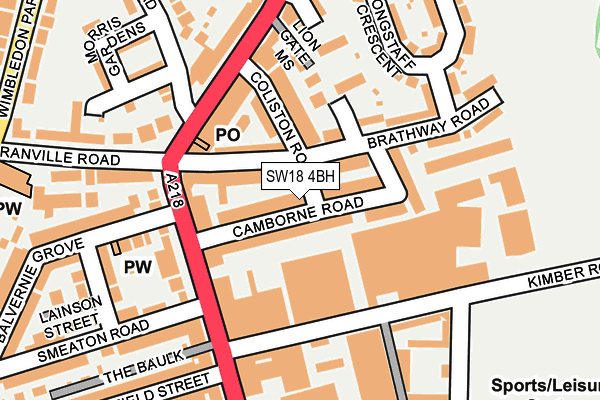 SW18 4BH map - OS OpenMap – Local (Ordnance Survey) SW18 4BH map - OS OpenMap – Local (Ordnance Survey)