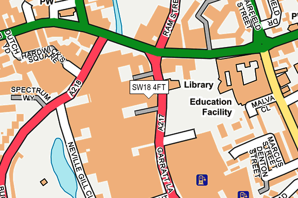 SW18 4FT map - OS OpenMap – Local (Ordnance Survey) SW18 4FT map - OS OpenMap – Local (Ordnance Survey)