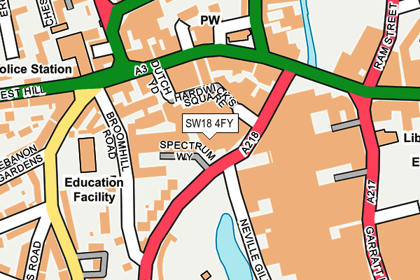 SW18 4FY map - OS OpenMap – Local (Ordnance Survey) SW18 4FY map - OS OpenMap – Local (Ordnance Survey)