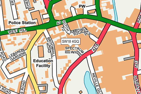 SW18 4GQ map - OS OpenMap – Local (Ordnance Survey) SW18 4GQ map - OS OpenMap – Local (Ordnance Survey)