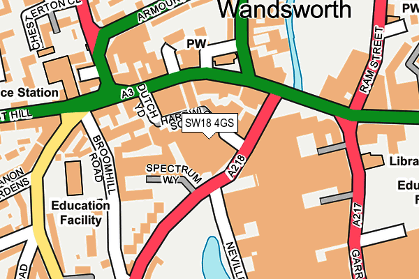 SW18 4GS map - OS OpenMap – Local (Ordnance Survey) SW18 4GS map - OS OpenMap – Local (Ordnance Survey)