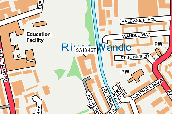 SW18 4GT map - OS OpenMap – Local (Ordnance Survey) SW18 4GT map - OS OpenMap – Local (Ordnance Survey)