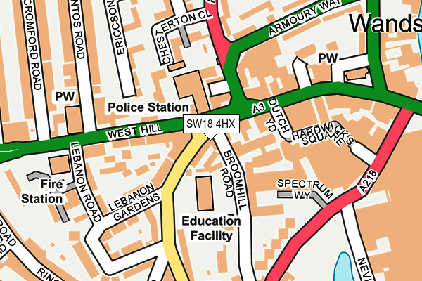 SW18 4HX map - OS OpenMap – Local (Ordnance Survey)