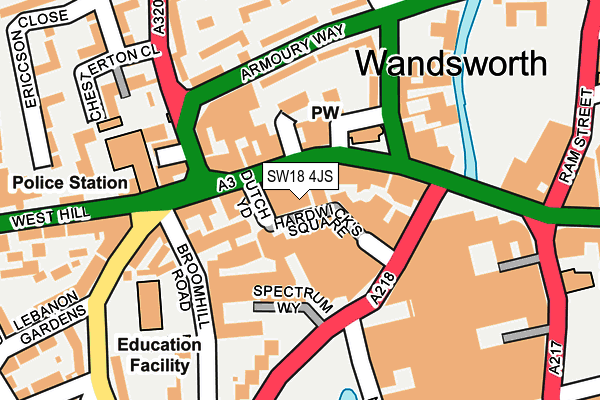 SW18 4JS map - OS OpenMap – Local (Ordnance Survey) SW18 4JS map - OS OpenMap – Local (Ordnance Survey)