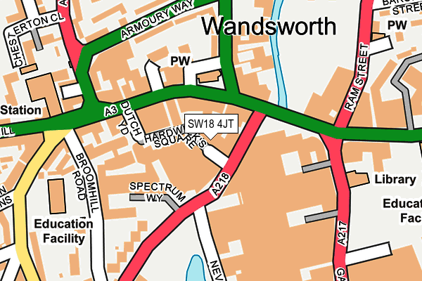 SW18 4JT map - OS OpenMap – Local (Ordnance Survey) SW18 4JT map - OS OpenMap – Local (Ordnance Survey)