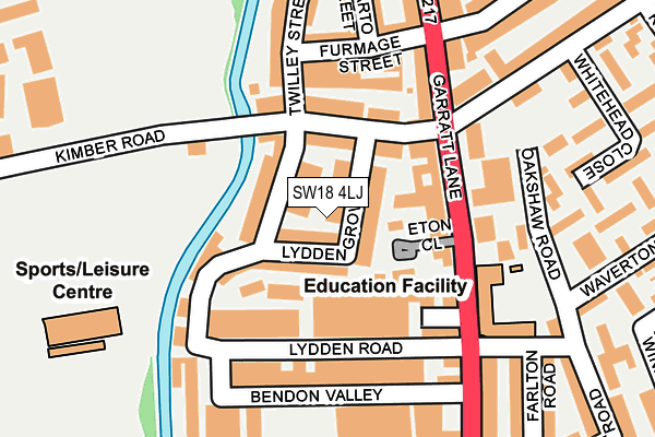 SW18 4LJ map - OS OpenMap – Local (Ordnance Survey)