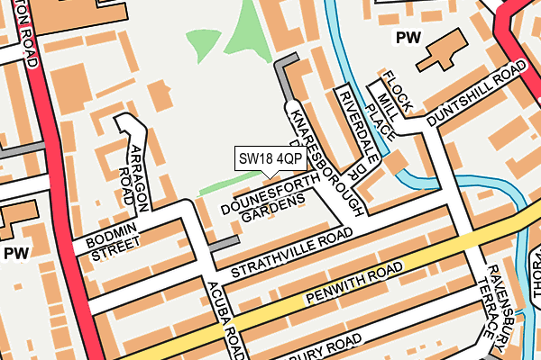 SW18 4QP map - OS OpenMap – Local (Ordnance Survey) SW18 4QP map - OS OpenMap – Local (Ordnance Survey)