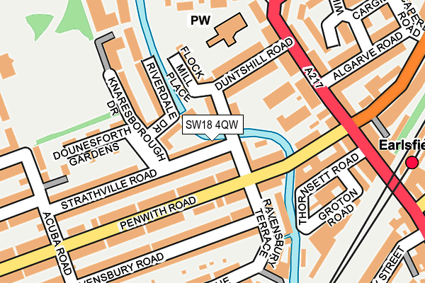 SW18 4QW map - OS OpenMap – Local (Ordnance Survey) SW18 4QW map - OS OpenMap – Local (Ordnance Survey)