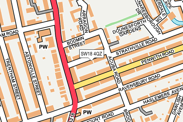 SW18 4QZ map - OS OpenMap – Local (Ordnance Survey) SW18 4QZ map - OS OpenMap – Local (Ordnance Survey)