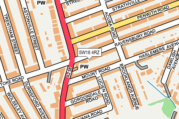 SW18 4RZ map - OS OpenMap – Local (Ordnance Survey) SW18 4RZ map - OS OpenMap – Local (Ordnance Survey)