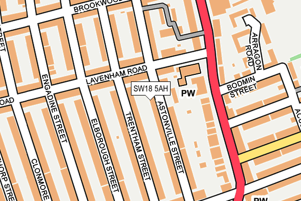 SW18 5AH map - OS OpenMap – Local (Ordnance Survey) SW18 5AH map - OS OpenMap – Local (Ordnance Survey)