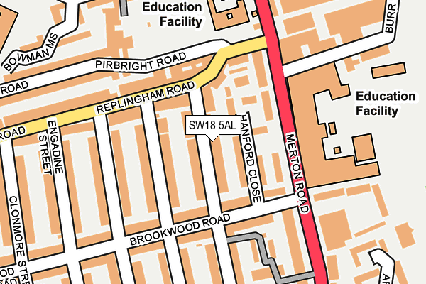 SW18 5AL map - OS OpenMap – Local (Ordnance Survey) SW18 5AL map - OS OpenMap – Local (Ordnance Survey)