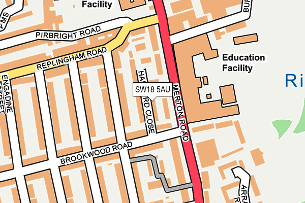 SW18 5AU map - OS OpenMap – Local (Ordnance Survey) SW18 5AU map - OS OpenMap – Local (Ordnance Survey)