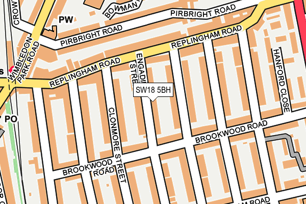 SW18 5BH map - OS OpenMap – Local (Ordnance Survey) SW18 5BH map - OS OpenMap – Local (Ordnance Survey)