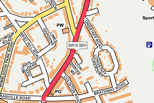 SW18 5EH map - OS OpenMap – Local (Ordnance Survey) SW18 5EH map - OS OpenMap – Local (Ordnance Survey)