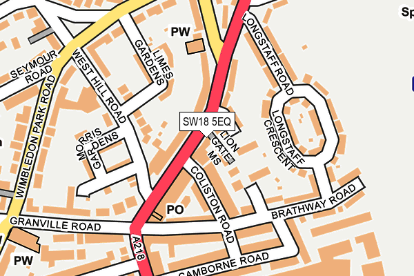 SW18 5EQ map - OS OpenMap – Local (Ordnance Survey) SW18 5EQ map - OS OpenMap – Local (Ordnance Survey)