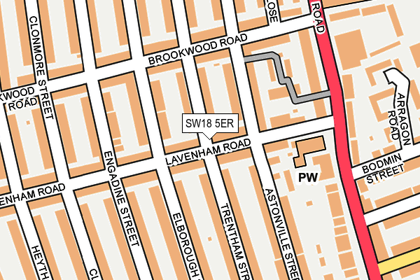 SW18 5ER map - OS OpenMap – Local (Ordnance Survey) SW18 5ER map - OS OpenMap – Local (Ordnance Survey)