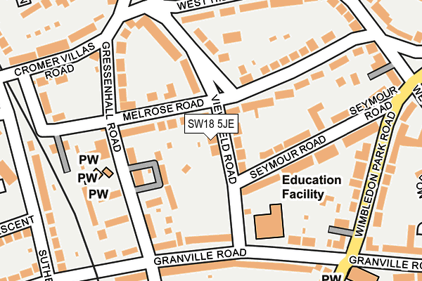 SW18 5JE map - OS OpenMap – Local (Ordnance Survey) SW18 5JE map - OS OpenMap – Local (Ordnance Survey)