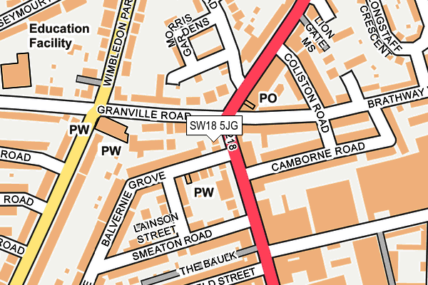 SW18 5JG map - OS OpenMap – Local (Ordnance Survey) SW18 5JG map - OS OpenMap – Local (Ordnance Survey)