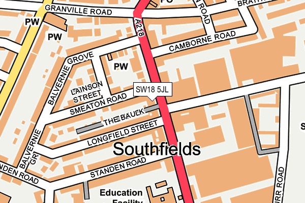 SW18 5JL map - OS OpenMap – Local (Ordnance Survey) SW18 5JL map - OS OpenMap – Local (Ordnance Survey)