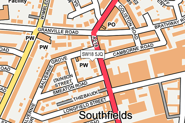 SW18 5JQ map - OS OpenMap – Local (Ordnance Survey) SW18 5JQ map - OS OpenMap – Local (Ordnance Survey)