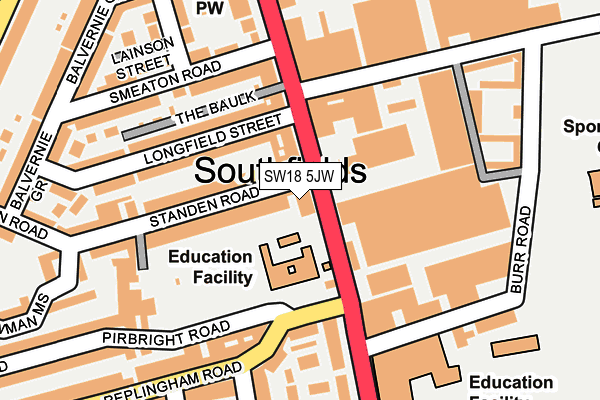 SW18 5JW map - OS OpenMap – Local (Ordnance Survey) SW18 5JW map - OS OpenMap – Local (Ordnance Survey)