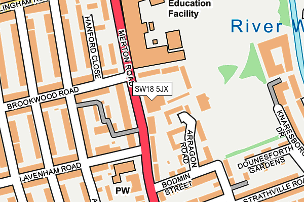 SW18 5JX map - OS OpenMap – Local (Ordnance Survey) SW18 5JX map - OS OpenMap – Local (Ordnance Survey)