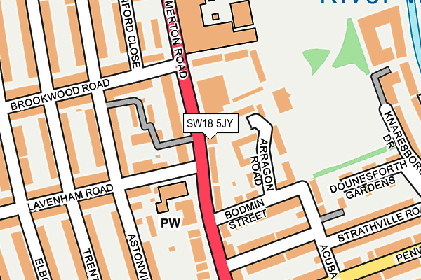 SW18 5JY map - OS OpenMap – Local (Ordnance Survey) SW18 5JY map - OS OpenMap – Local (Ordnance Survey)