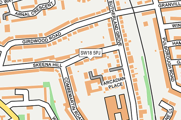 SW18 5PJ map - OS OpenMap – Local (Ordnance Survey) SW18 5PJ map - OS OpenMap – Local (Ordnance Survey)