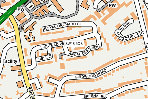 SW18 5QB map - OS OpenMap – Local (Ordnance Survey) SW18 5QB map - OS OpenMap – Local (Ordnance Survey)