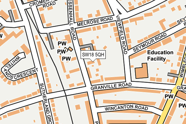 SW18 5QH map - OS OpenMap – Local (Ordnance Survey) SW18 5QH map - OS OpenMap – Local (Ordnance Survey)