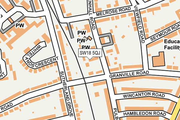 SW18 5QJ map - OS OpenMap – Local (Ordnance Survey) SW18 5QJ map - OS OpenMap – Local (Ordnance Survey)