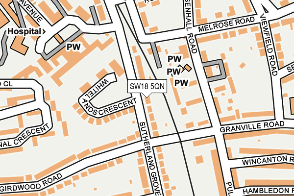 SW18 5QN map - OS OpenMap – Local (Ordnance Survey) SW18 5QN map - OS OpenMap – Local (Ordnance Survey)